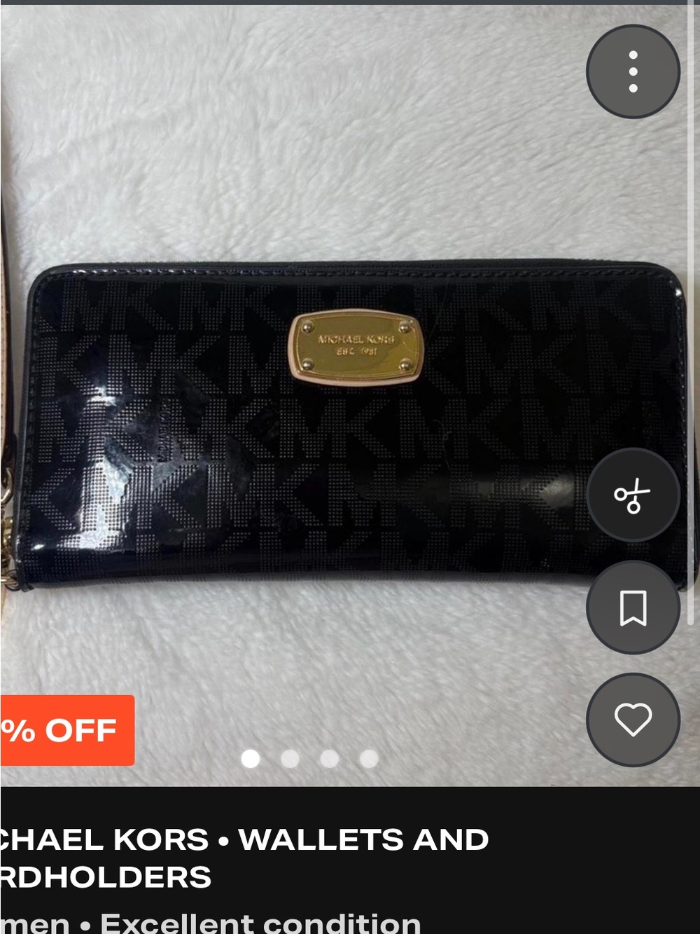 Michael Kors Black Patent MK Monogram Wristlet with Beige Strap